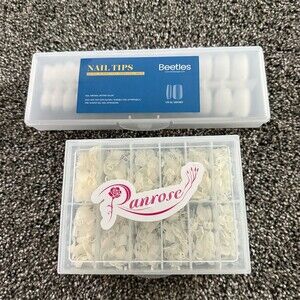 Full Cover Nail Tips Short Oval Matte Clear 240pcs + Case
